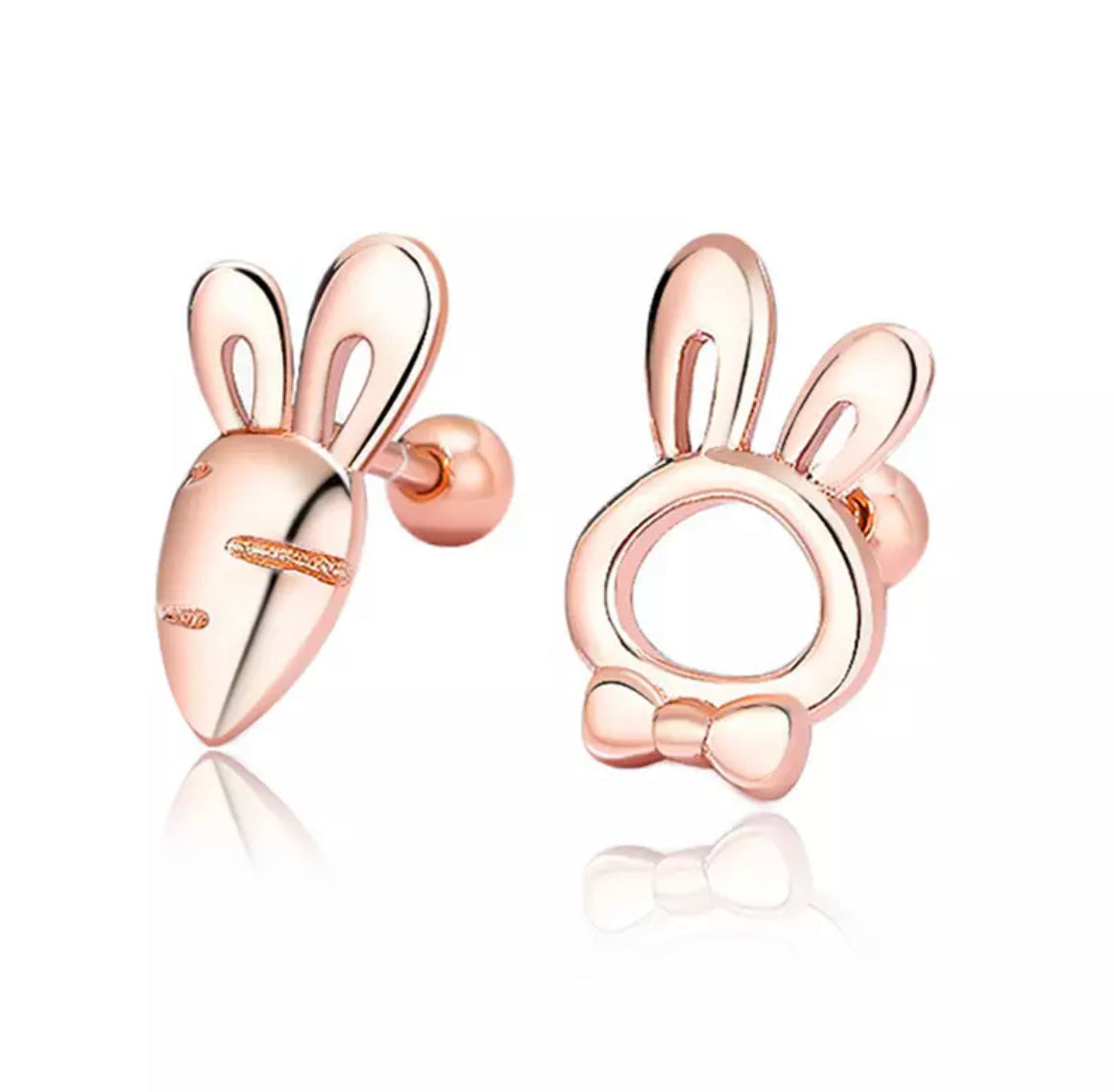 Bunny+Carrot Silhouette rose gold(screw back)