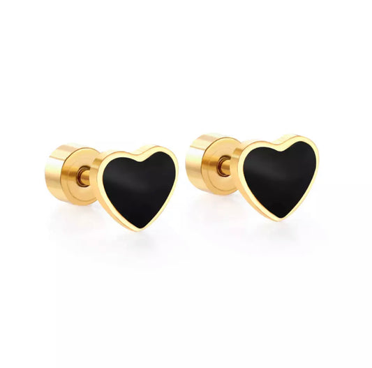 Heart Black+Gold (screw backs)